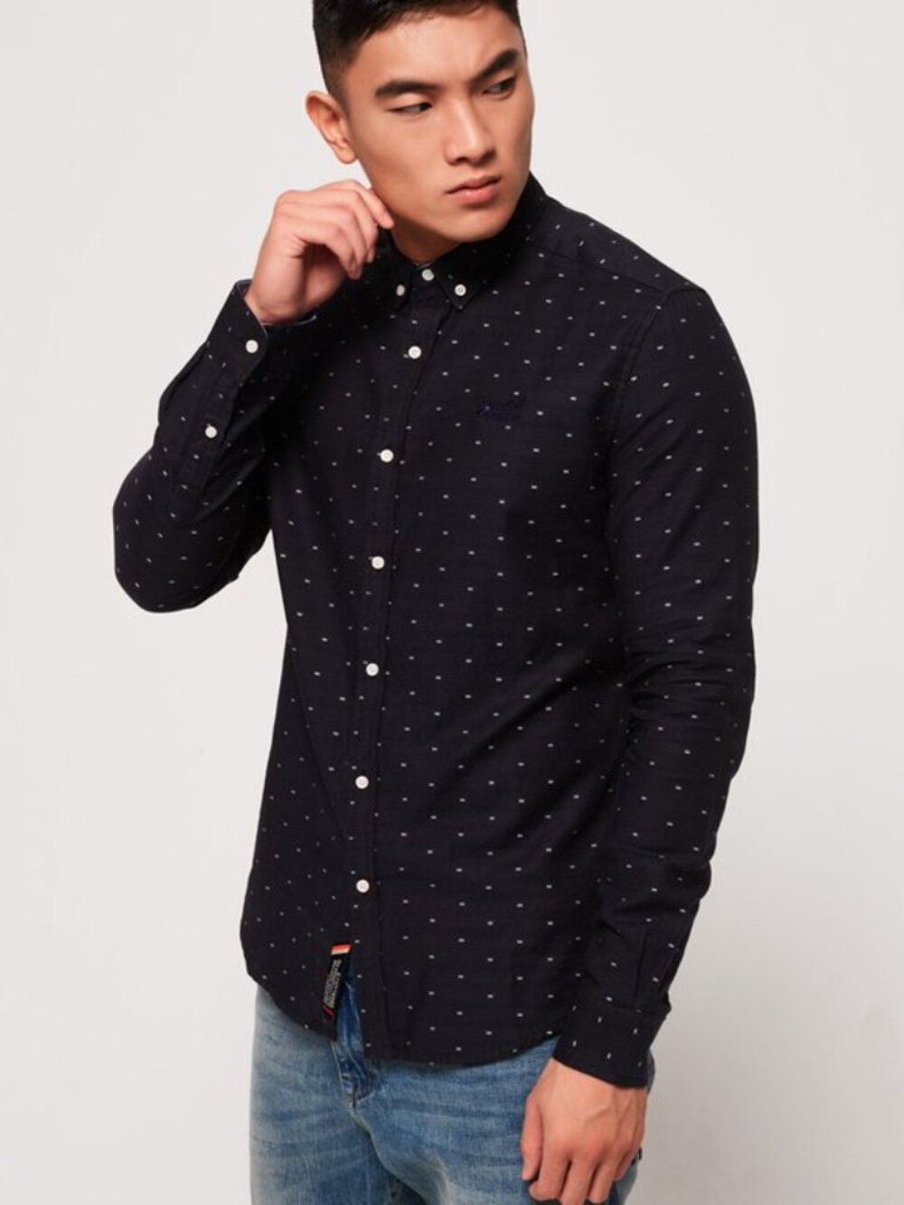 Superdry Men's Premium Dark Navy Printed Button-Down Shirt